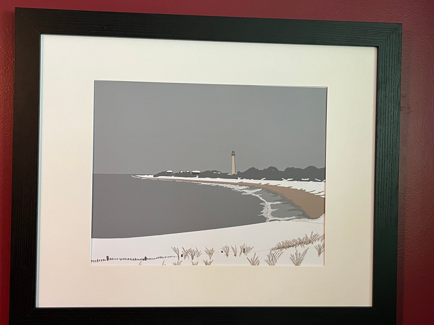 Cape May Point Lighthouse, The Cove, Morning Snowfall, Cape May NJ - Framed Print