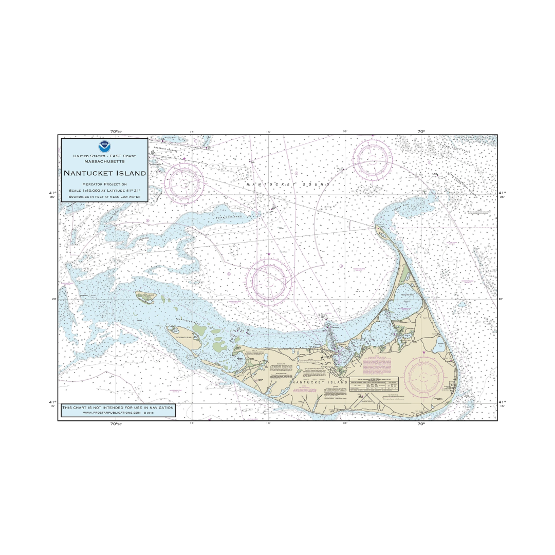 Nautical Placemat Nantucket Island 12"x18"