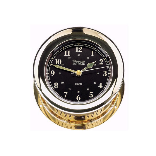 W&P Atlantis Premiere Quartz Ship's Bell Clock (Black Dial)