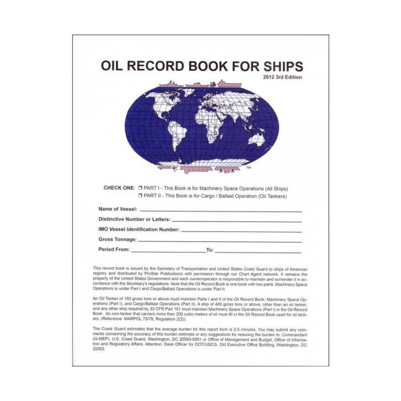 CG4602A Oil Record Book for Ships Pilothouse Charts