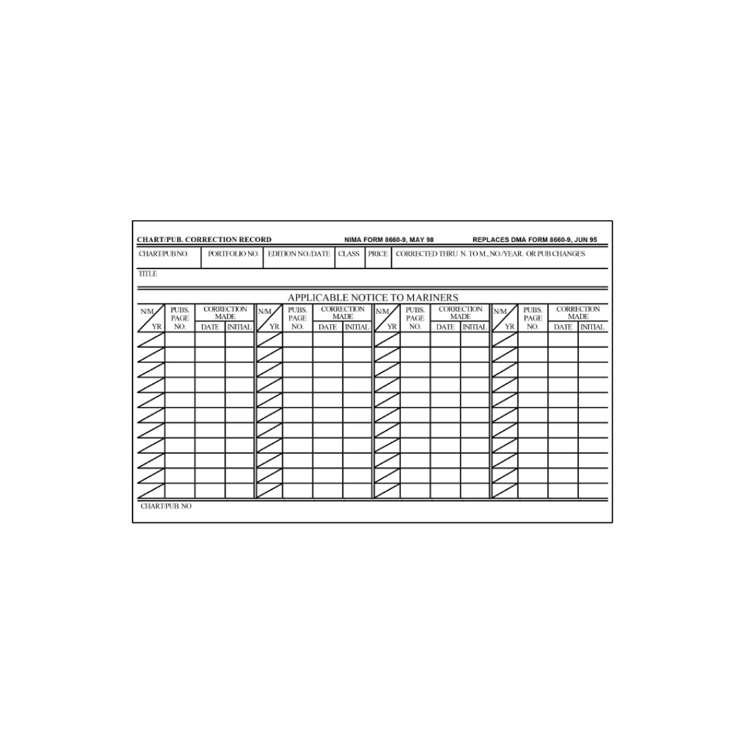 Chart/Pub Correction Record 8660-9 (Qty 100)