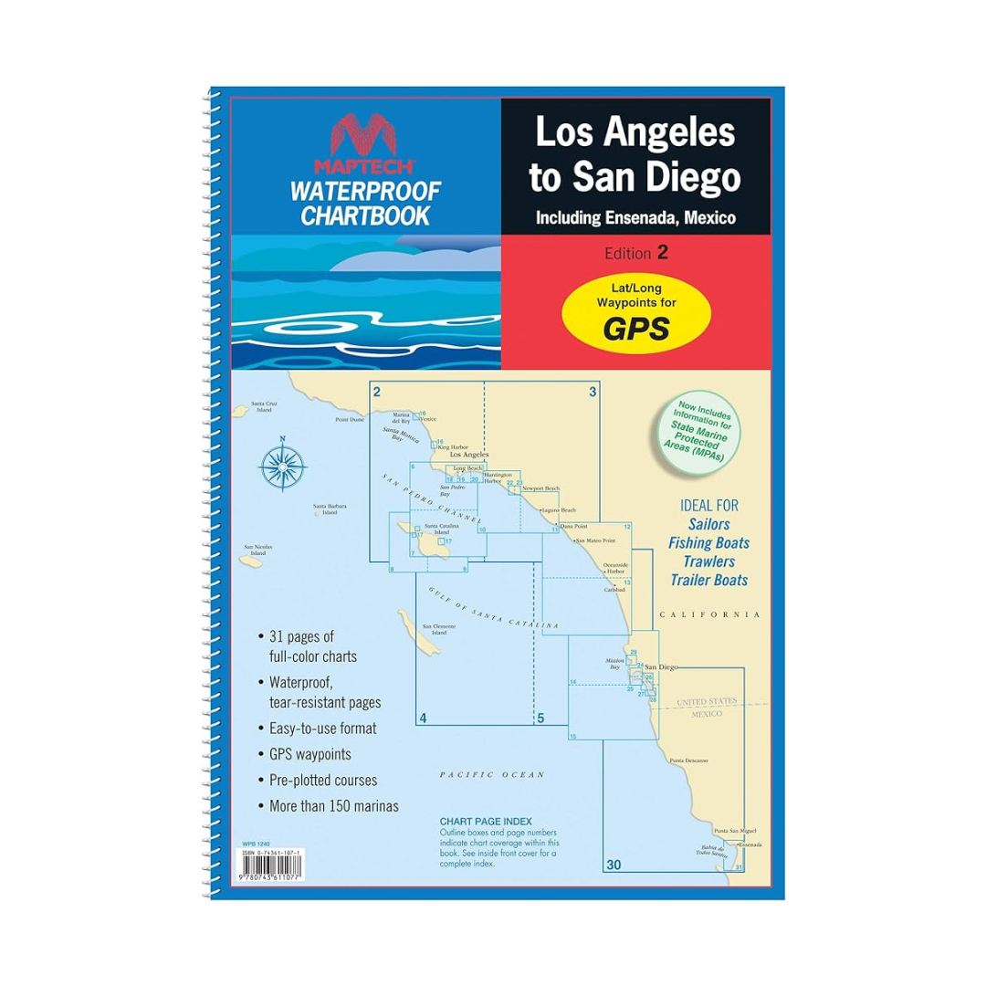 Los Angeles to San Diego, including Ensenada Waterproof Chartbook by Maptech WPB1240 3E