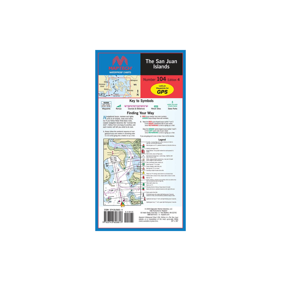 The San Juan Islands Waterproof Chart by Maptech WPC104 Pilothouse Charts
