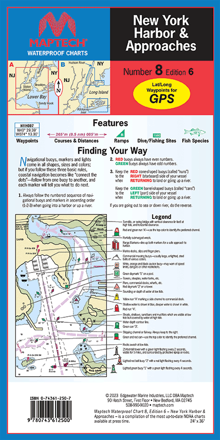 New York Harbor and Approaches Waterproof Chart by Maptech WPC008 6E