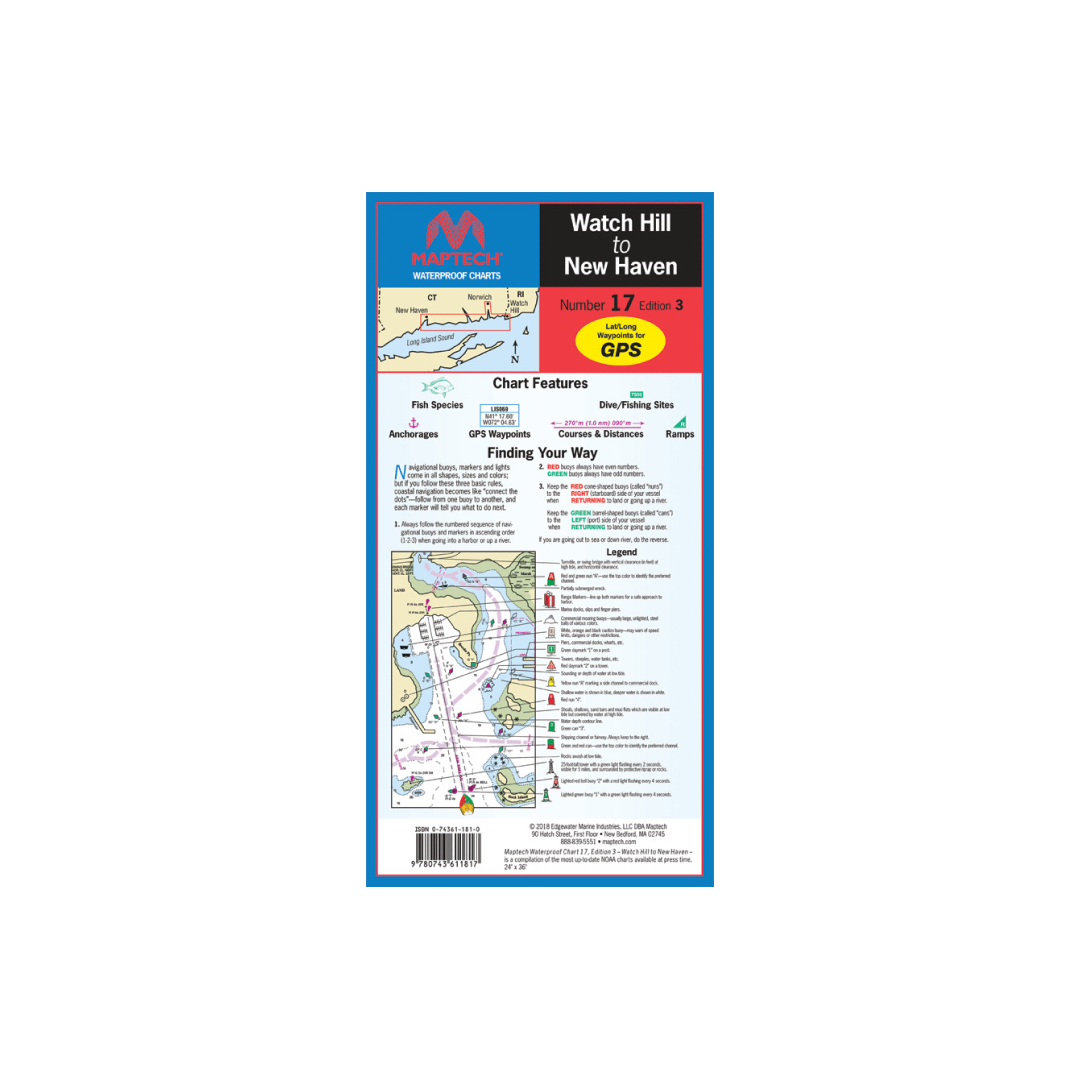 Watch Hill to New Haven Waterproof Chart by Maptech WPC017 3E