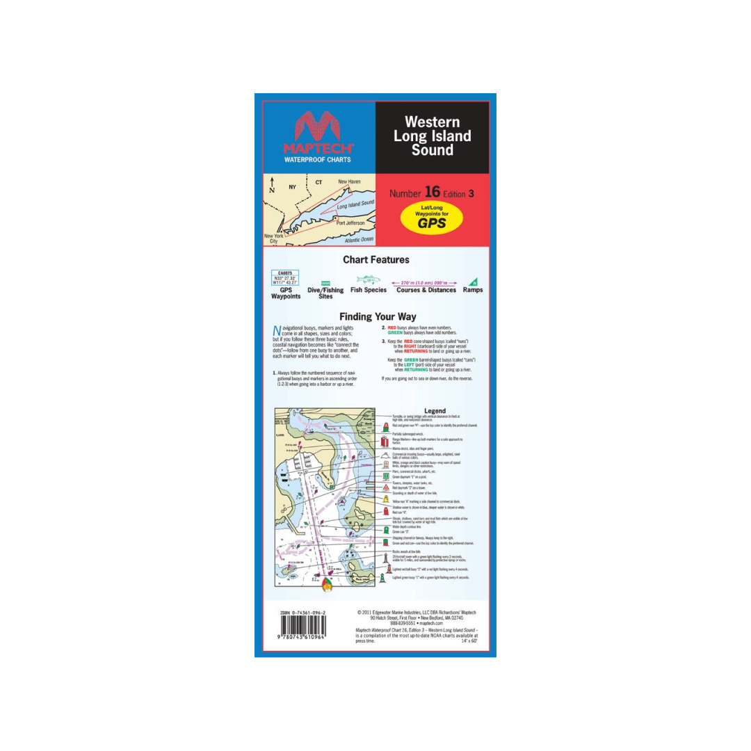 Western Long Island Sound Waterproof Chart by Maptech WPC016 4E ...